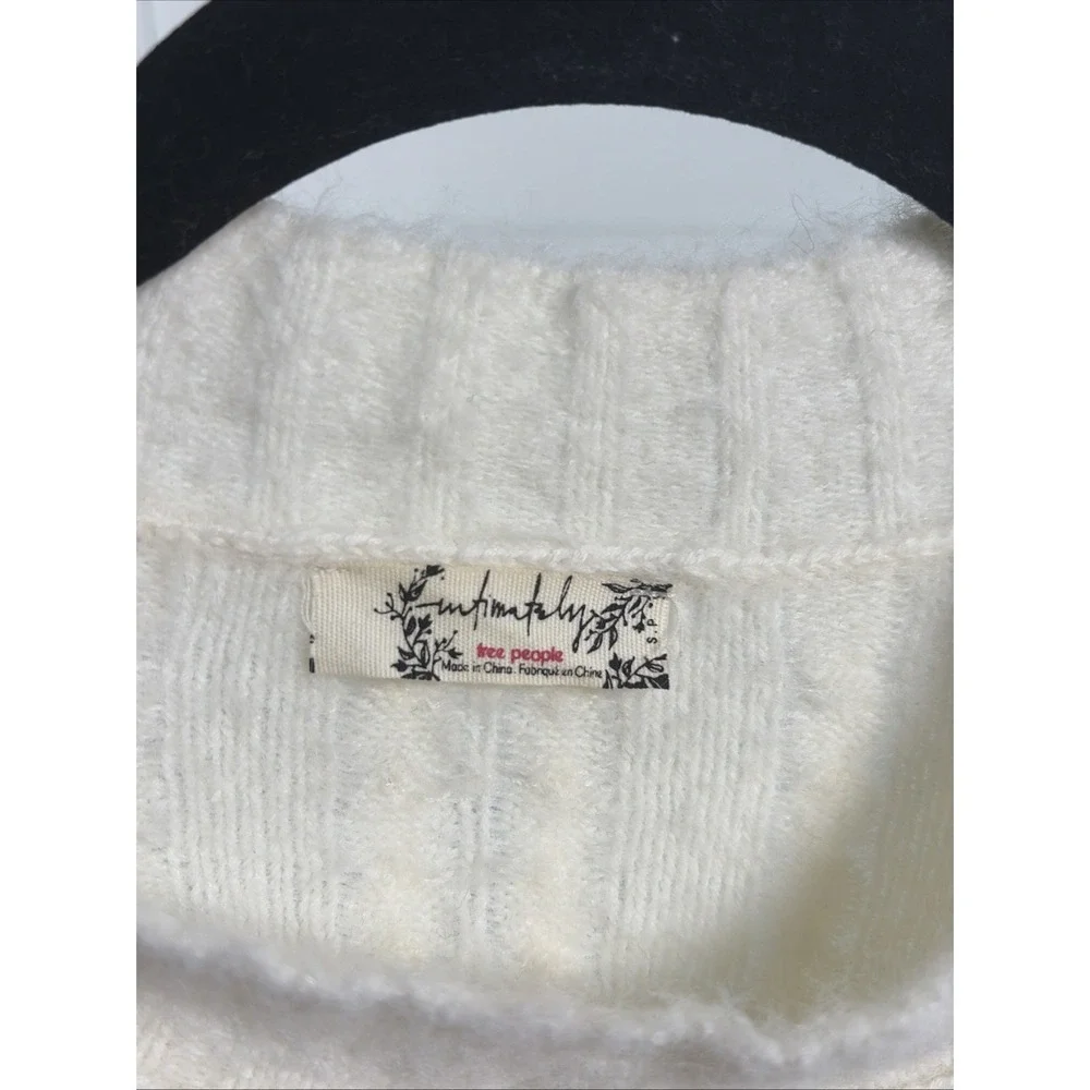 Free People Intimately Cozy Up Cable Bodysuit Womens Small Ivory White Knit Boho